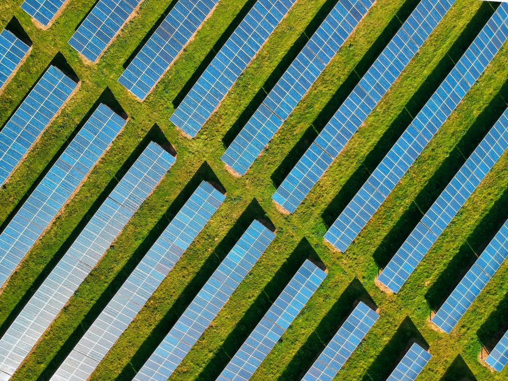 Solar Panels on a Green Field